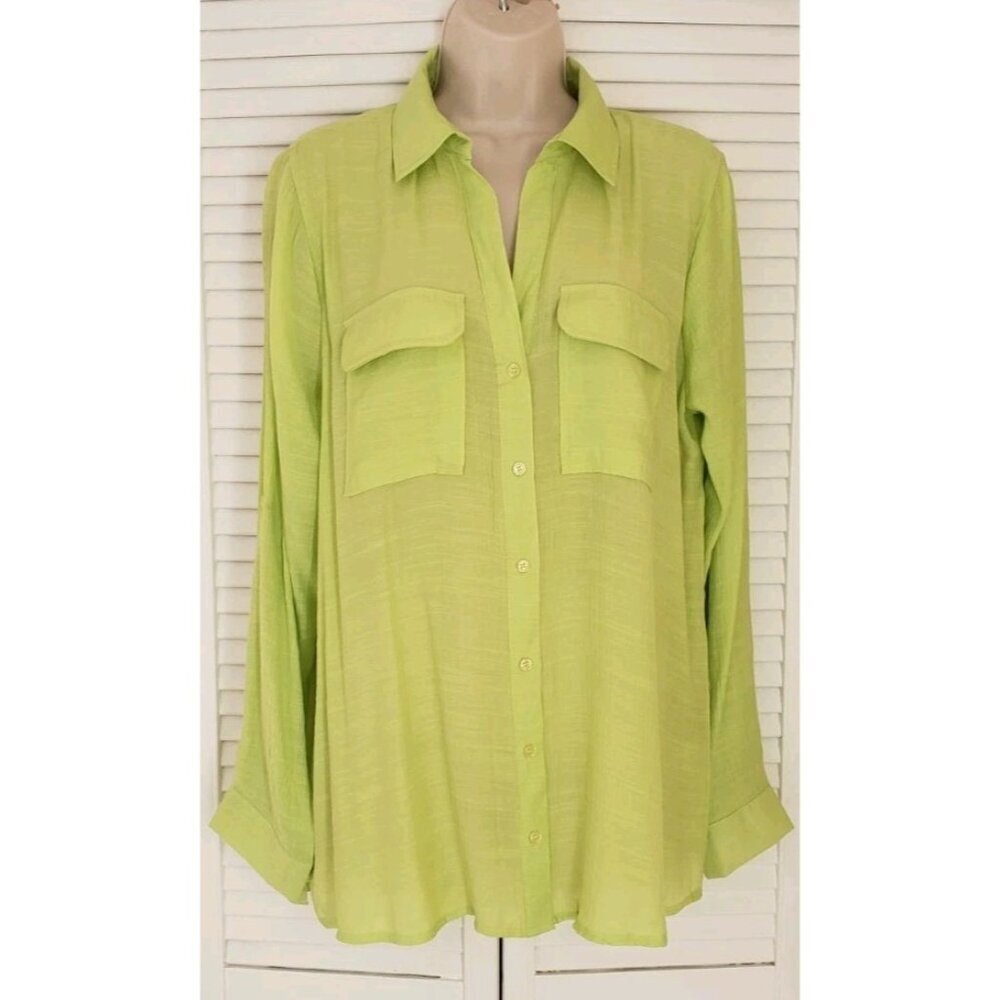 NWT SUNBURST KISS BUTTON DOWN SHIRT LIME SZ XL